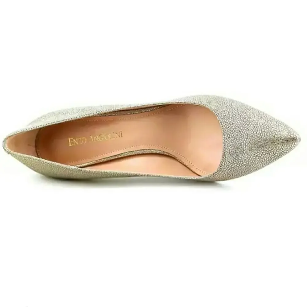 Enzo Angiolini Call Me gold leather grainy pumps heels sz 9M